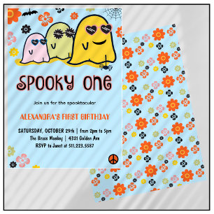 Invitation Un Spooky un fantôme Groovy Halloween 1er annivers