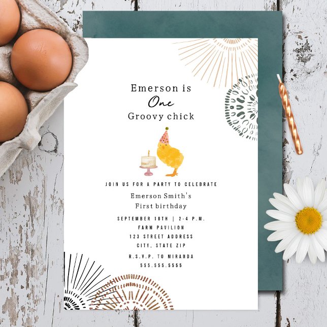 Invitation Un Super Chick Boho fête d'anniversaire (Créateur téléchargé)