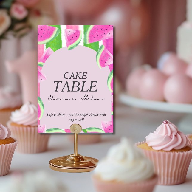 Invitation Un sur table à gâteau melon rose pastèque Signalis (One in Melon CAKE TABLE Pink Watermelon Sign)