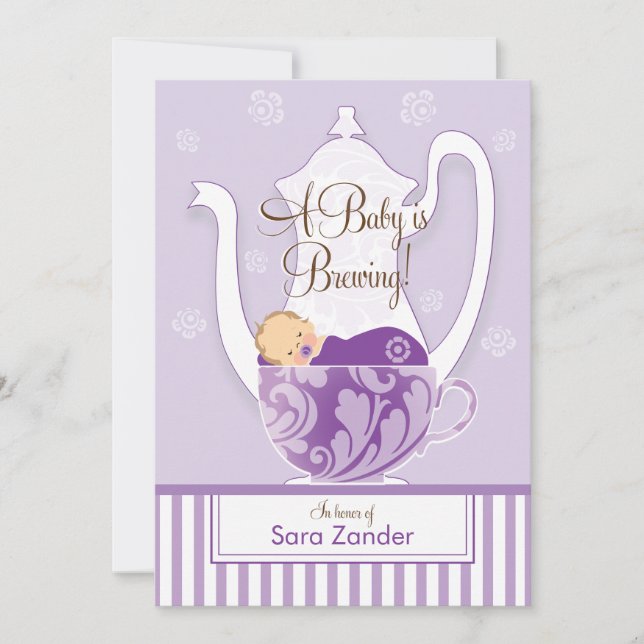 Invitation Un Tea Party Baby shower - Fille (Devant)