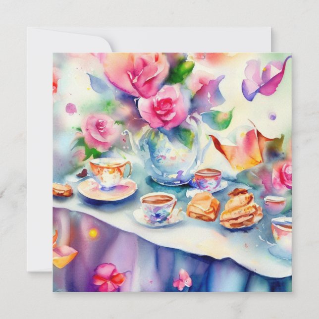 Invitation Un Tea Party enchanteur : Un Baby shower (Devant)