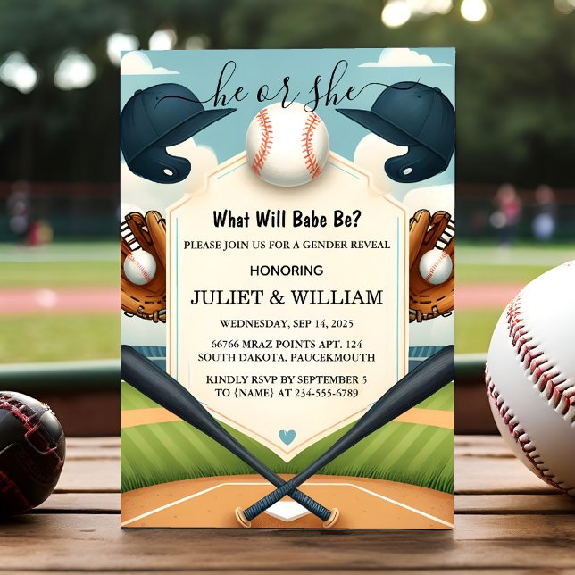 Invitation Un Team Ball Jeu Pitch Amusant Baseball Sexe Révél (Créateur téléchargé)
