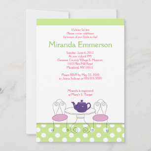 Invitation Un temps pour Tea Green Dot & Fête des mariées ros
