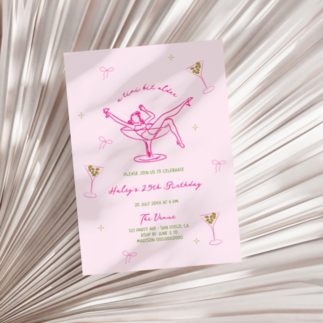 Invitation Un Tini Bit Anniversaire Vert Rose Chaud (Créateur téléchargé)