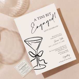 Invitation Un Tini Bit Engagé Noir Bow Martini Fête des marié