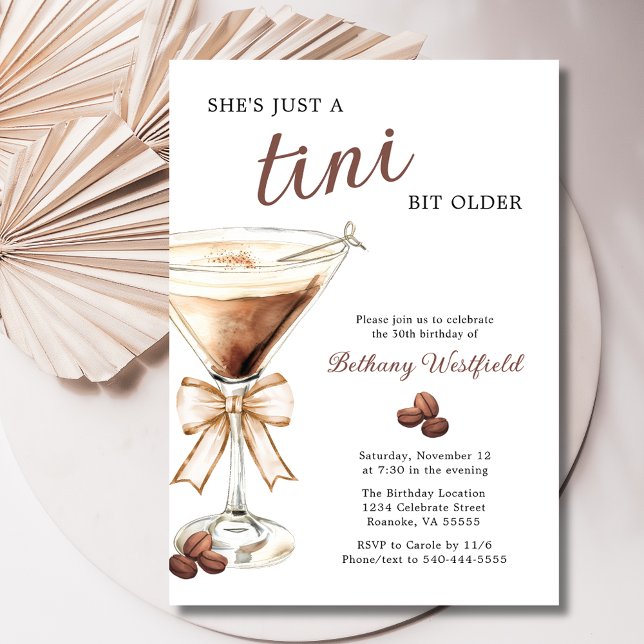 Invitation Un Tini Bit plus vieux Espresso Martini 30e annive (A Tini Bit Older Espresso Martini 30th Birthday Party Invitation)
