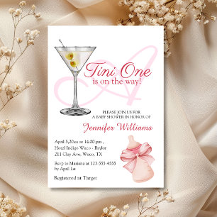 Invitation un tini est en route, baby shower rose