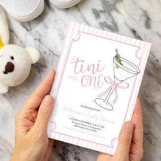 Invitation Un Tini est sur le chemin Baby shower rose des ray