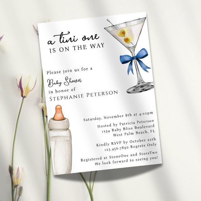 Invitation Un Tini Se Trouve Sur Le Chemin Du Baby shower Blu (Créateur téléchargé)