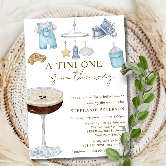 Invitation Un Tini Sur Le Chemin Baby shower Espresso Martini (Créateur téléchargé)