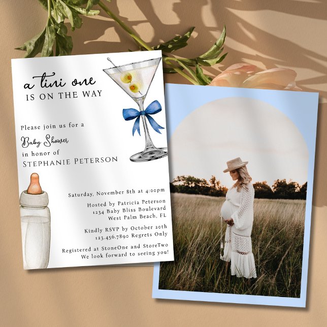Invitation Un Tini Sur Le Chemin Baby shower Photo Martini (Créateur téléchargé)