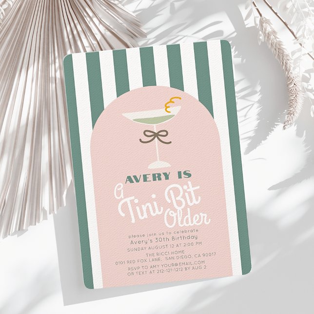 Invitation Un Tini Un Peu Plus Ancien Martini Rose Rétro Anni (Créateur téléchargé)