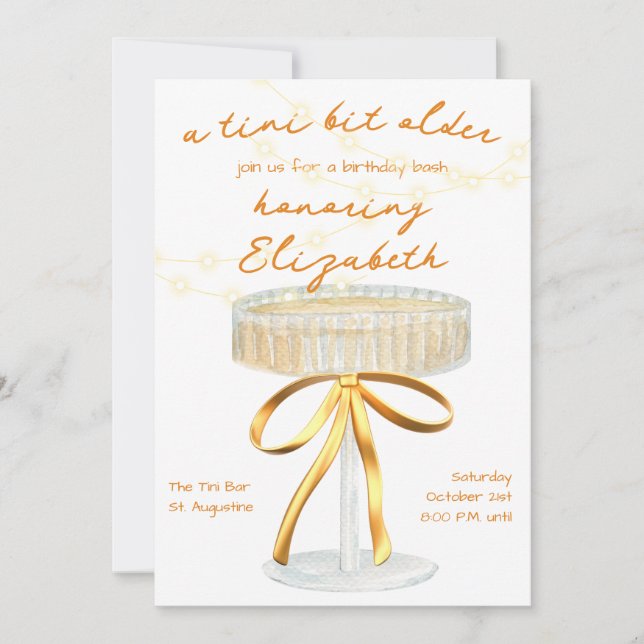 Invitation Un Tini Un Peu Plus Ancien Martini Thème Anniversa (Devant)