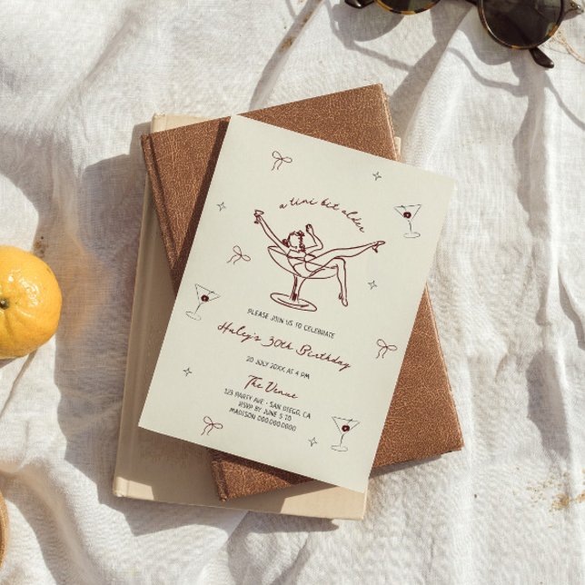 Invitation Un Tini Un Peu Plus Vieux Maroon Quirky Main Dessi (Créateur téléchargé)