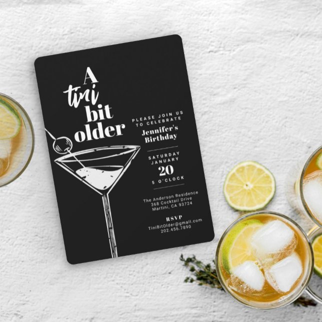 Invitation Un Tini Un Peu Vieux Martini Noir Fête d'Anniversa (Créateur téléchargé)