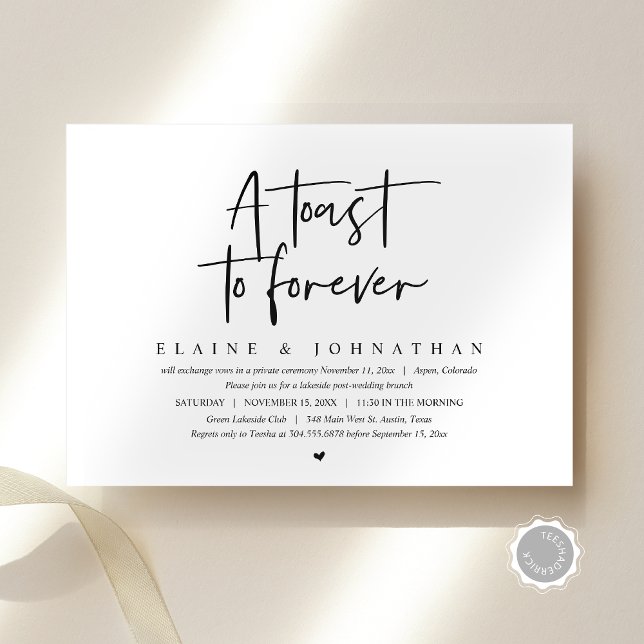 Invitation Un toast à l'éternité, Mariage Elopement Brunch Pa (A Toast To Forever, Wedding Elopement Brunch Party Invitation Card, Downloadable, Modern Minimal)