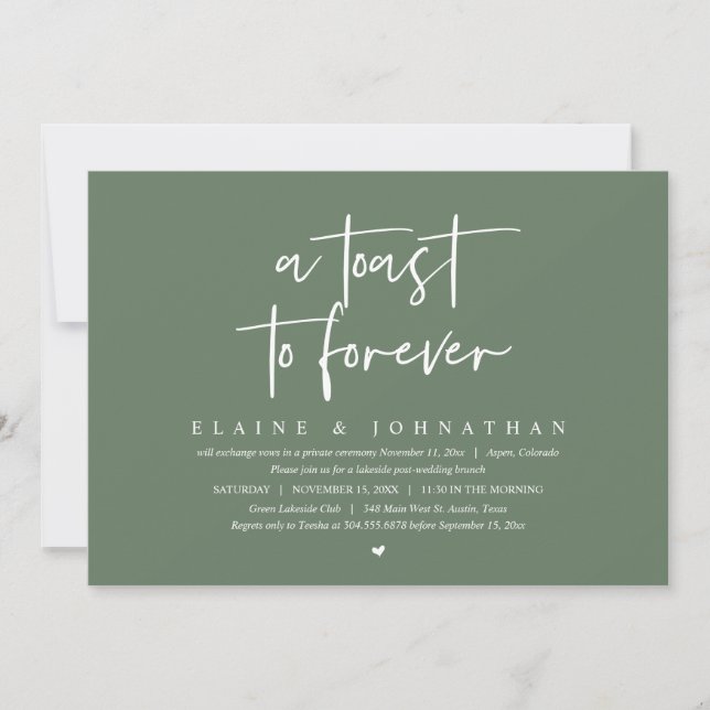 Invitation Un toast à l'éternité, Mariage Elopement Brunch Pa (Devant)