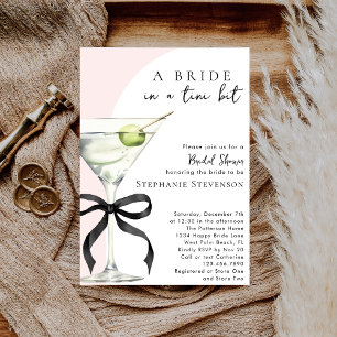 Invitation Un tout petit peu de martini noir à nœud rose pour