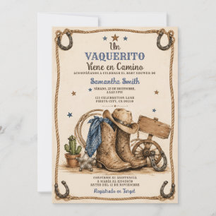 Invitation Un Vaquerito Viene en Camino Fête de Naissance de