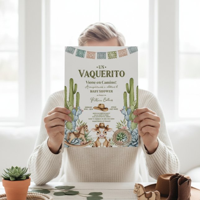 Invitation un vaquerito viene en camino rodeo baby shower (Créateur téléchargé)