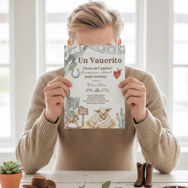 Invitation un vaquerito viene en camino rodeo baby shower (Créateur téléchargé)