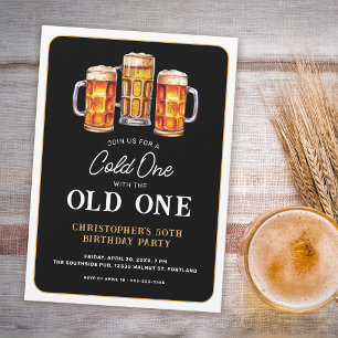 Invitation Un Verre Froid Avec La Bière De L'Ancien 50e Anniv