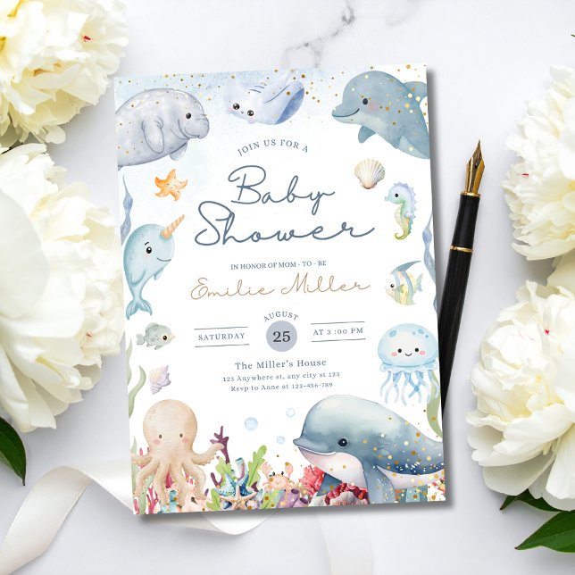 Invitation Under the Sea Baby Shower Ocean Gender Neutral (Créateur téléchargé)