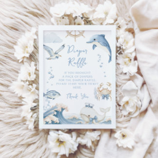 Invitation Under the Sea Ocean Diaper Raffle Baby Boy Shower
