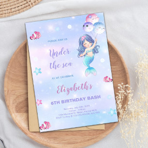 Invitation Under the Sea Party for Girls with Tail Design