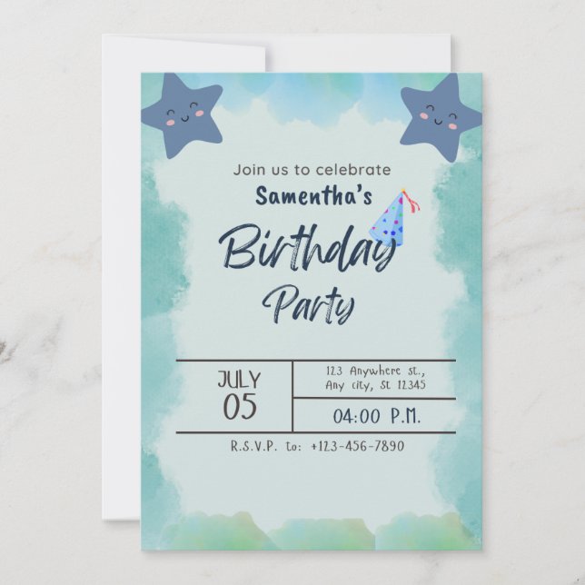 Invitation Under the Stars : Une fête d'anniversaire à thème  (Devant)