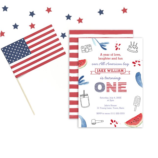Invitation Une Année D'Amour Rire Et Fun Parti All-Américain (Créateur téléchargé)