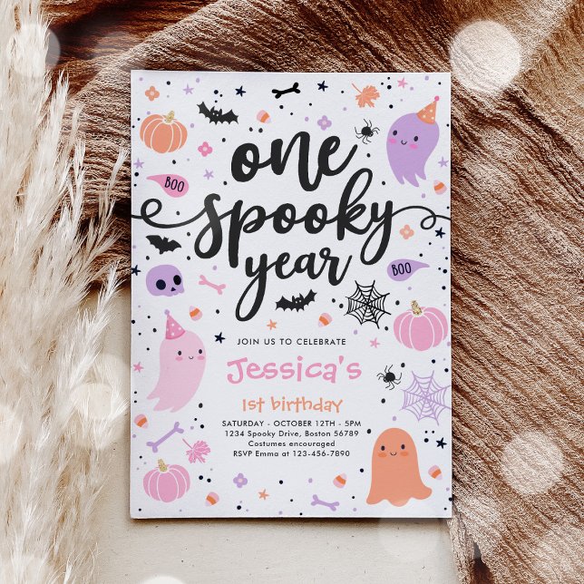 Invitation Une année Éffrayante mignonne Halloween Ghost 1er  (Créateur téléchargé)