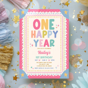 Invitation Une année heureuse Fille fantaisiste Fête d'annive