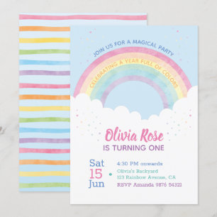 Invitation Une année pleine de couleurs   Premier anniversair