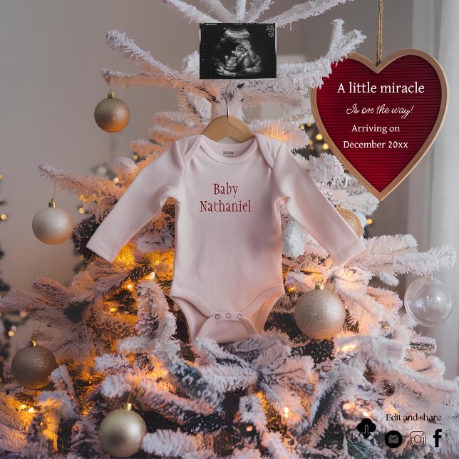 Invitation une annonce de grossesse avec un beau sapin de Noë (Créateur téléchargé)