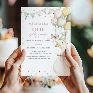 Invitation Une Aquarelle d'oie soie Premier anniversaire