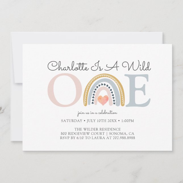 Invitation Une aquarelle sauvage Premier anniversaire de la f (Devant)