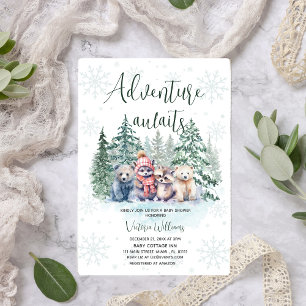 Invitation Une aventure attend la baby shower d'animaux de la