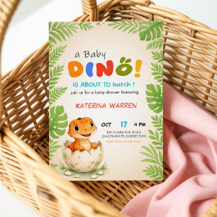 Invitation Une Baby Dino sur le point d'éclore Fête Prénatale