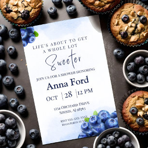 Invitation Une Baby Shower aquarelle myrtille douce et fruité