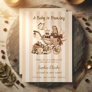 Invitation Une Baby Shower Café Neutre 'Un Bébé Est En Train