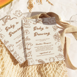 Invitation Une Baby Shower Café "Un Bébé Est En Train De Cuir