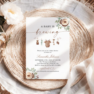 Invitation Une Baby Shower Café "Un Bébé Est En Train De Cuir