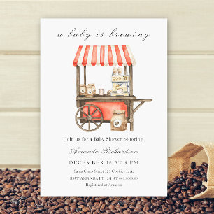 Invitation Une Baby Shower Chariot Bébé Prépare du Café