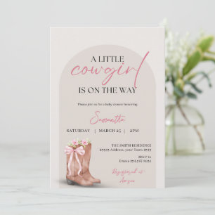 Invitation Une Baby Shower de petite cowgirl, bottes occident