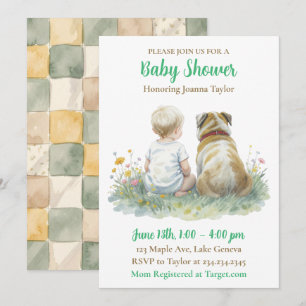 Invitation Une Baby Shower Genre Neutre pour Bébé et Chien