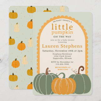 Invitation Une Baby Shower pour un Petit Citrouille 