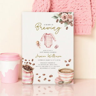 Invitation une baby shower rose pour bébé en route