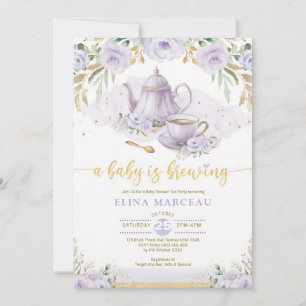 Invitation Une Baby Shower Thé Pourpre est en Route