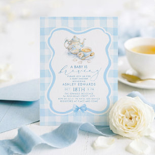 Invitation Une Baby Shower Thème Tasse de Thé Bleu pour un Pe